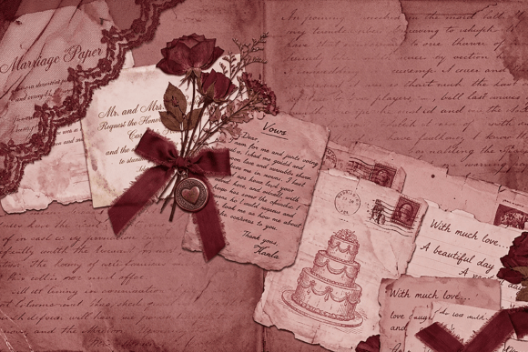 Download Vintage Burgundy Ephemera Paper - Premium Bundle